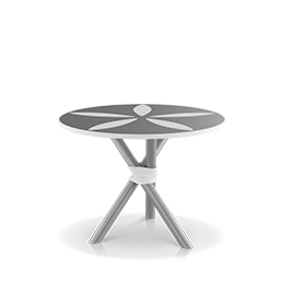 organic sand dollar dining table 42" kessler silver   light gray and white duraboard